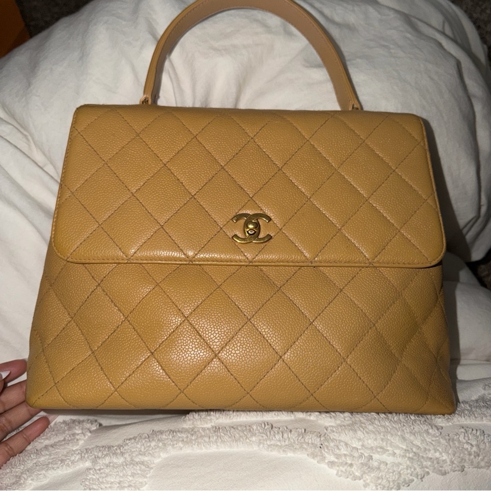 Chanel Mustard Quilted Leather Satchel